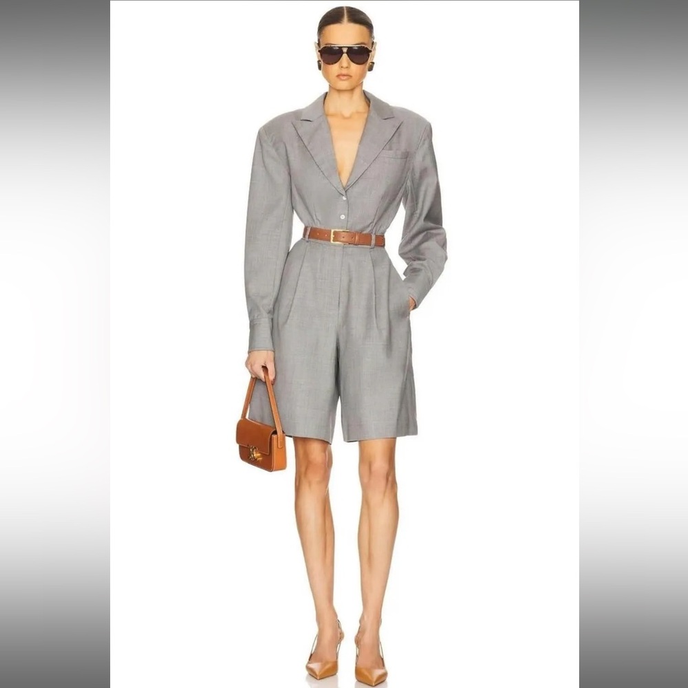 Helsa the short meeting Wool jumpsuit Gray Blazer Romper in heather grey